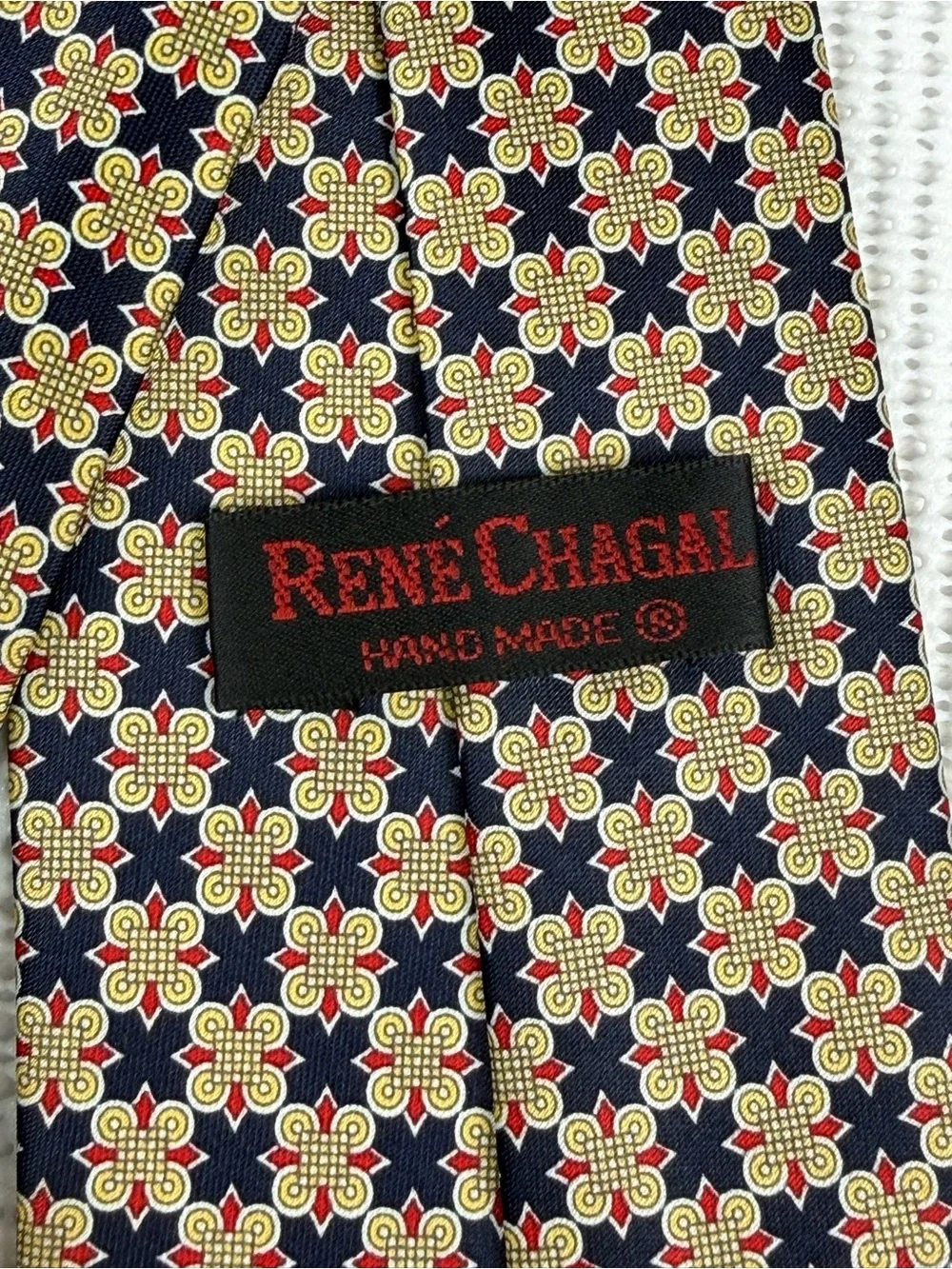 Rene Chagal Classic Navy Floral Necktie - Elegant Patterned Professional Tie